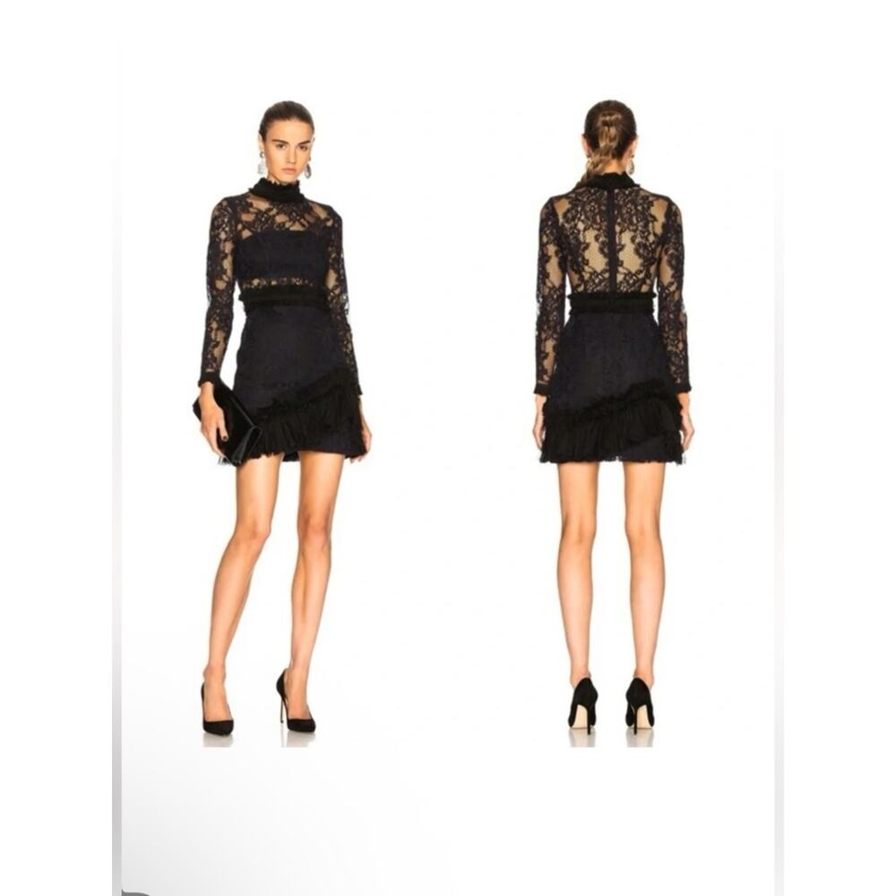 Alexis Wilhemina Lace Mini Ruffle Dress Long Sleeves Sz S
